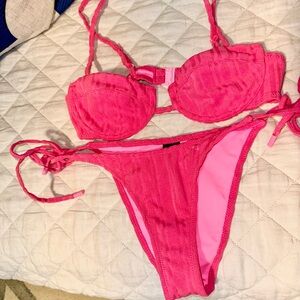Pink Balconette Triangl Bikini Set